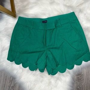 J by J. Crew Green Scalloped Hem Shorts